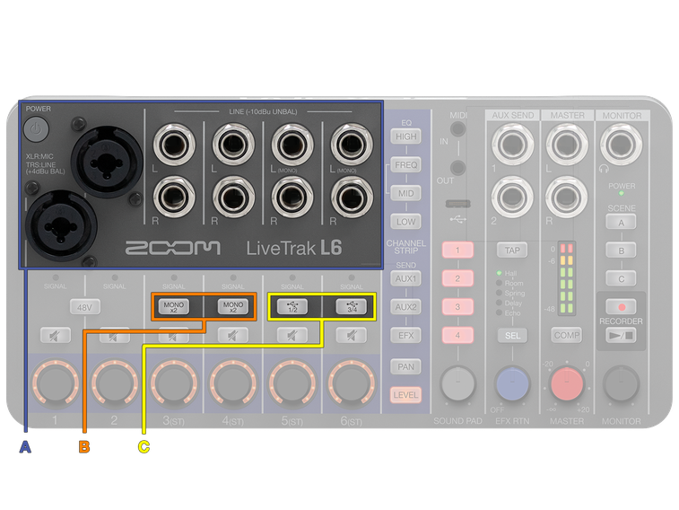 Zoom LiveTrak L-6 Mezclador Digital Portátil de 6 Canales y