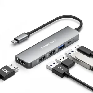 Lemorele TC101 Hub USB-C 5 en 1 con HDMI 4K y Carga Rápida Para Profesionales en Movimiento