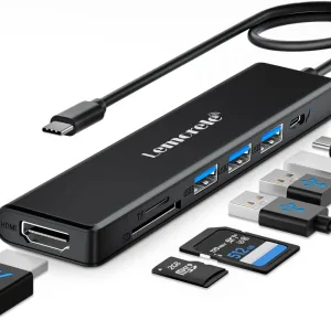 Lemorele TC70L Hub USB-C 7 en 1 con HDMI, lector SD y Micro SD