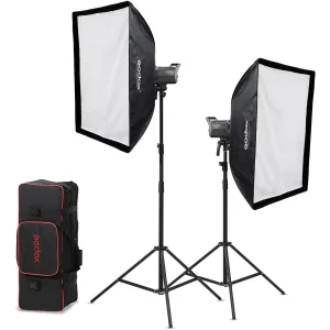 Godox LA150BI-K2 Set de 2 Luces Litemons LA150BI Bicolor Con Trípodes y Softboxes